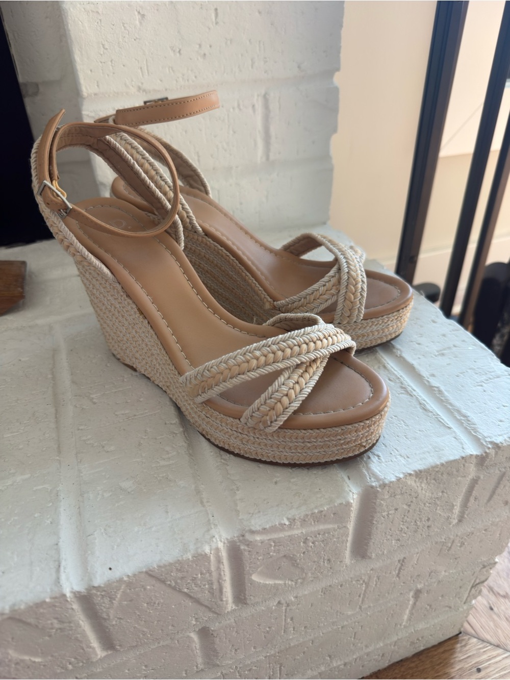 bp Braided Espadrille Wedge Sandals in Natural Beige